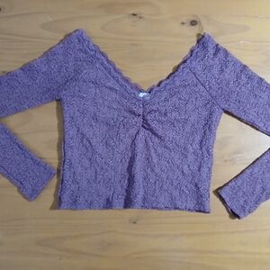 No Boundaries Lavender Lace Off-Shoulder Crop Top